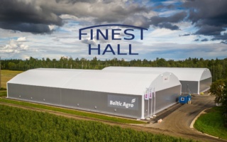 Finest-Hall Factory OÜ toodetud ja paigaldatud PVC hall mõõtudega 40x70m, kõrgusega 7m- 2 tk, Baltic Agro AS-le.