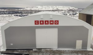 Finest-Hall Factory OÜ toodetud ja paigaldatud PVC hall mõõtudega 20x30,25m, kõrgusega 5,6m Cramo Finland OY-le.