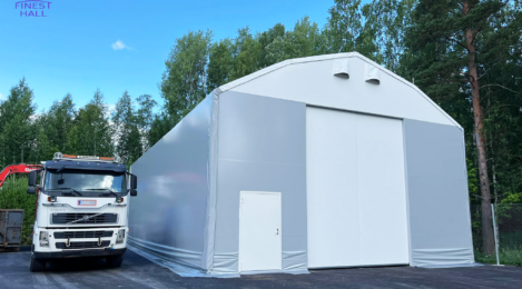 Finest-Hall Factory OÜ toodetud ja paigaldatud PVC hall mõõtudega 10x17,5m, kõrgusega 5 meetrit Kiinteistö Oy-le.