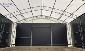 Finest-Hall Factory OÜ toodetud ja paigaldatud PVC hall mõõtudega 15x40m, kõrgusega 6 meetrit Compacto OÜ-le.