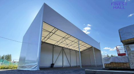 Finest-Hall Factory OÜ toodetud ja paigaldatud varikatus mõõtudega 8x21m, kõrgusega 7,8 meetrit Tampereen Kauppahuone Oy-le.