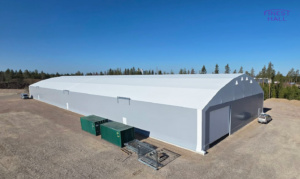 Finest-Hall Factory OÜ toodetud ja paigaldatud PVC hall mõõtudega 30x104m, kõrgusega 5,6 meetrit Lehtonen Yhtiöt Oy-le.