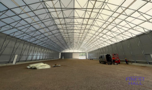 Finest-Hall Factory OÜ toodetud ja paigaldatud PVC hall mõõtudega 30x104m, kõrgusega 5,6 meetrit Lehtonen Yhtiöt Oy-le.