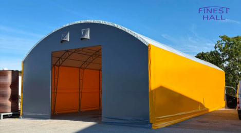 En PVC-hal med målene 10 × 21 m og en højde på 4 meter, produceret og monteret af Finest-Hall Factory OÜ for Eesti Kalatootjate Keskühistu.